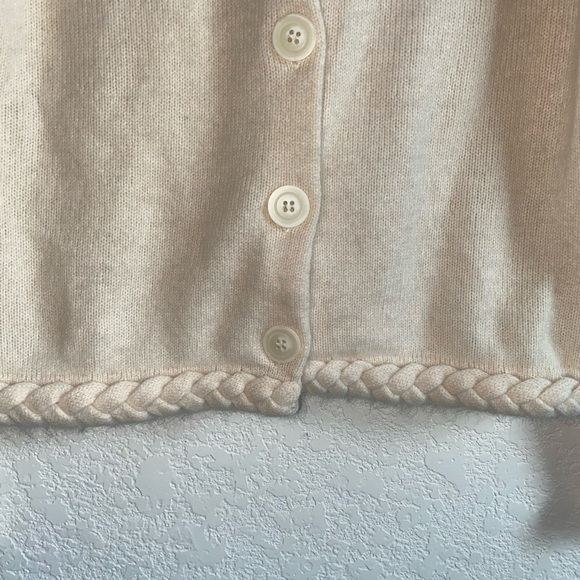 David Brooks Lamb Wool Angora Rabbit Hair Blend Cream Braided Cream Cardigan S - Picture 13 of 13
